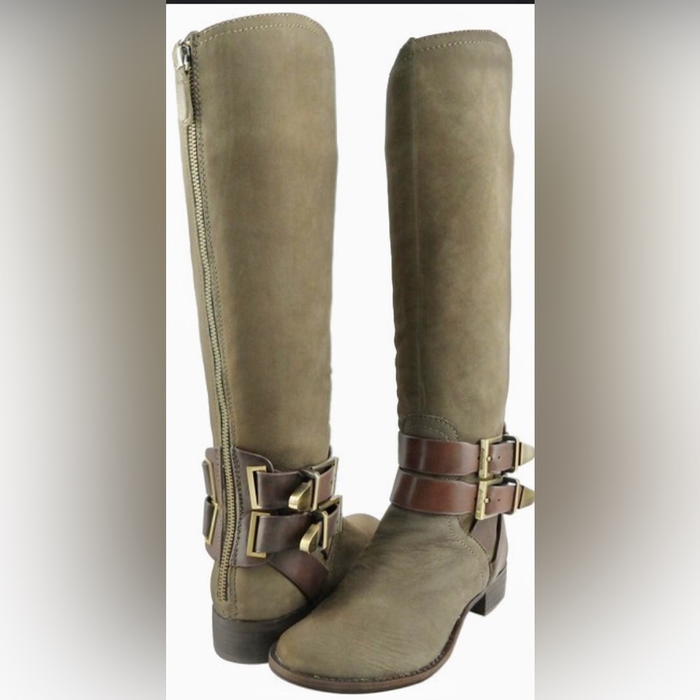 NWB boutique 9 tandem nubuck tall riding boot  leather upper size 10 new w box